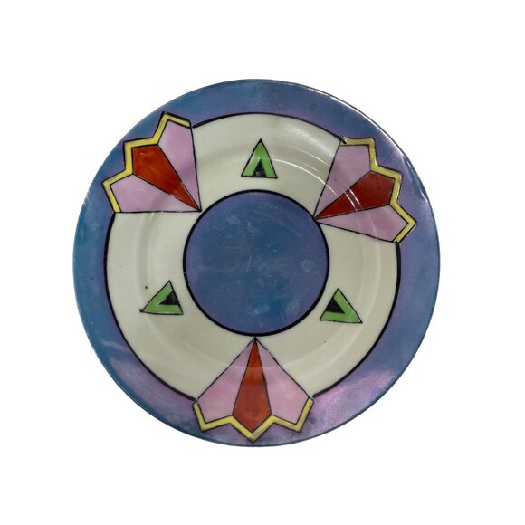 TT  Takito Hand Painted Japan Footed Scalloped Edge Luster Ware Bowl & Plate - Picture 3 of 6